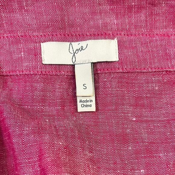 Joie Belted Linen Romper Toinette Pink Cutout Back Pockets Chambray Shorts S - Picture 5 of 15